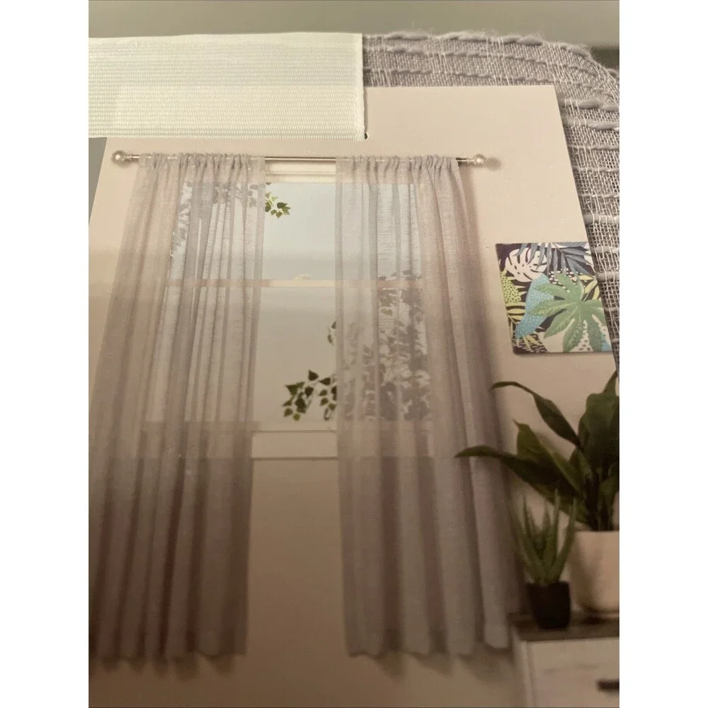 Hd Designs Sheer Window Panel Light Gray Raised Textured 63”